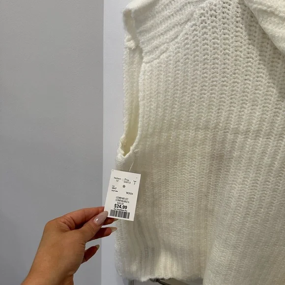 Cream Ribbed Knit Cowl Neck Top - Picture 2 of 2